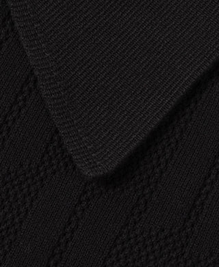 Retro Knitted Jacquard Polo Shirt - Black