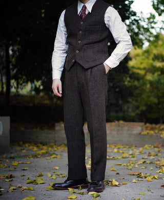 1920s Chocolate Brown Tweed Trousers